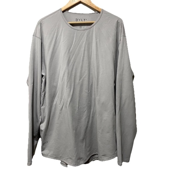 BYLT Premium Basics Men’s 2XL Long Sleeve Drop-Cut Gray T-Shirt - Picture 1 of 6